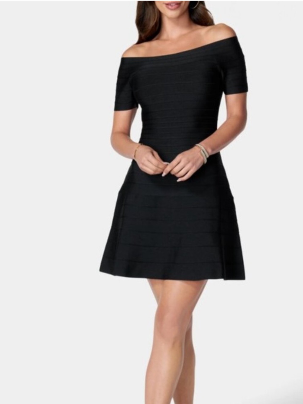 bebe Black Off-The-Shoulder Bandage Top Size M NWT
